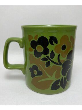 Vintage Staffordshire England Mug Coffee Cup Green Floral